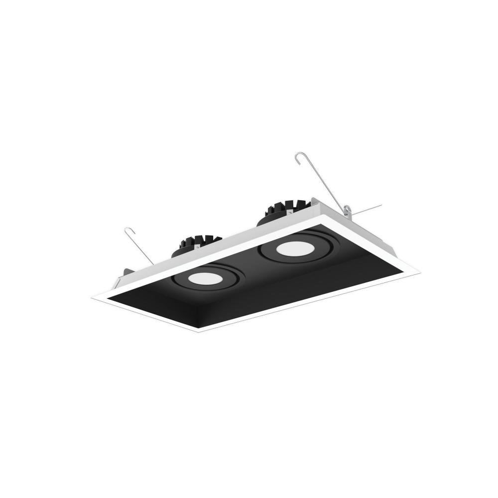 Two-Head Flanged LED Multiple Lighting Trim, 3500lm per Head w/ Narrow Flood Optic, 3000K, Regressed