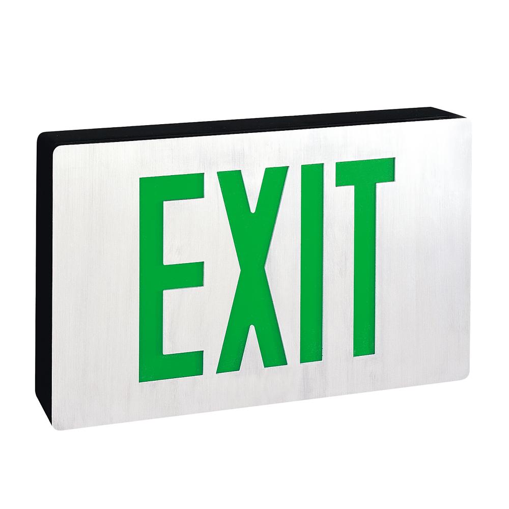 Die-Cast LED Self-Diagnostic Exit Sign w/ Battery Backup, Single-Faced Aluminum w/ Red Letters in