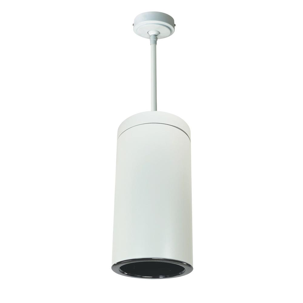 6" Sapphire III Pendant Mount White Cylinder, Black Reflector/Black Flange, 120-277; 0-10V