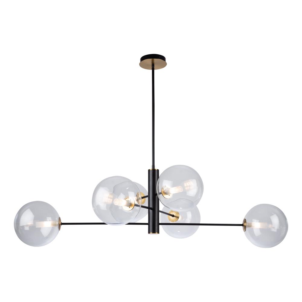 Aurelia Collection 6-Light Chandelier, Matte Black & Brass