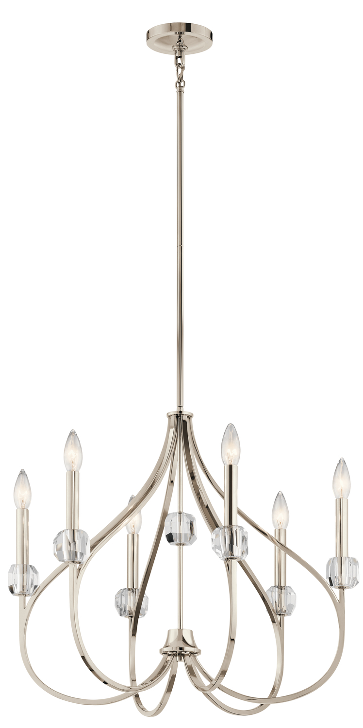 Eloise 6 Light Chandelier Polished Nickel