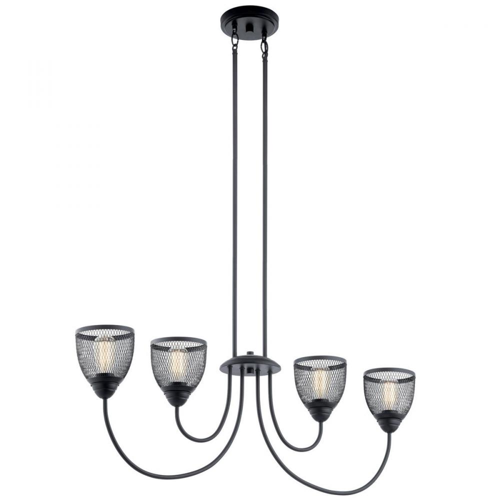 Voclain™ 4 Light Linear Chandelier Black