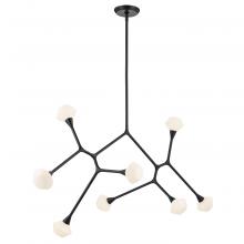 Kichler 52764BK - Cassius 61.25 with Opal Glass inch 8 Light Convertible Chandelier with Opal Glass in Black