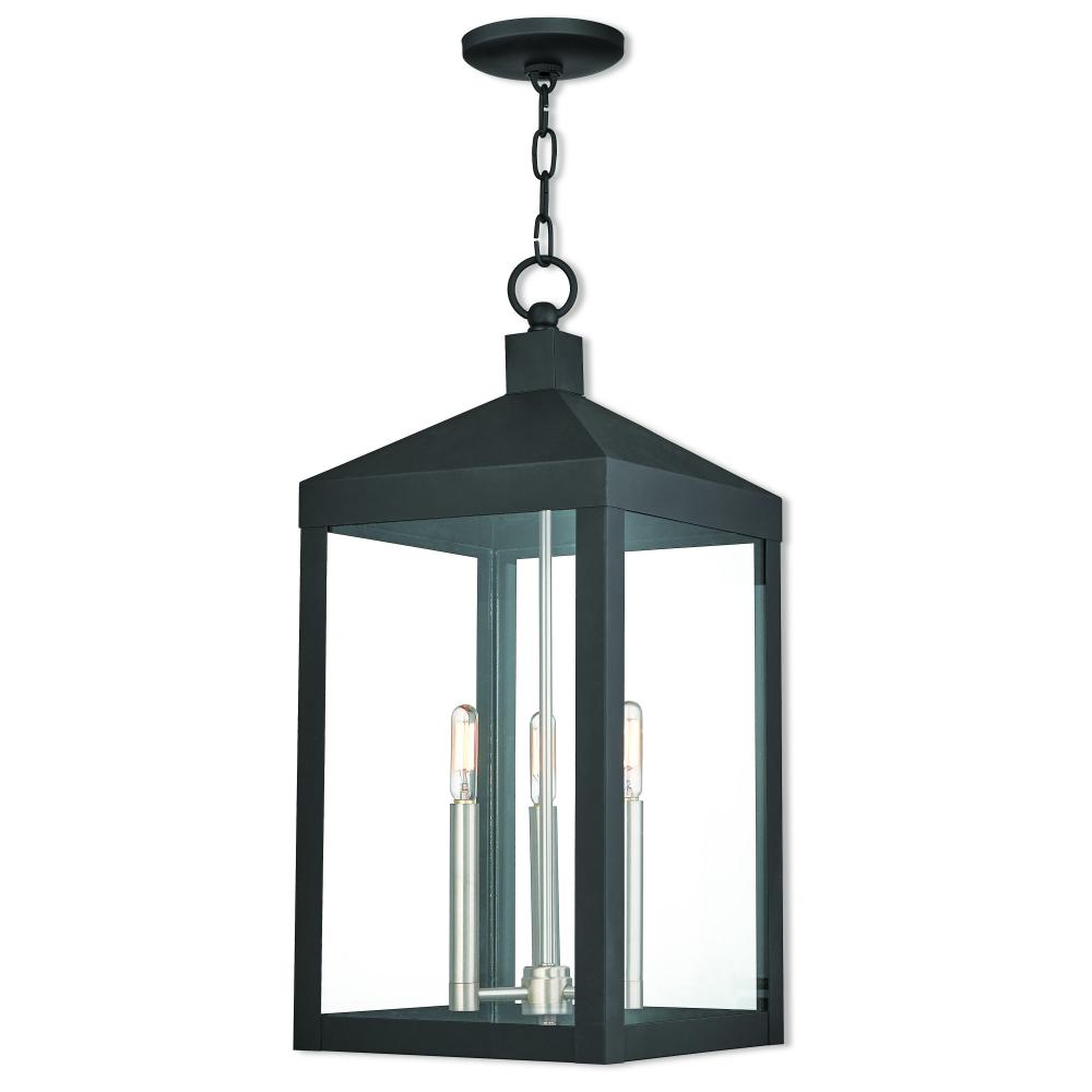 3 Lt BK Outdoor Pendant Lantern