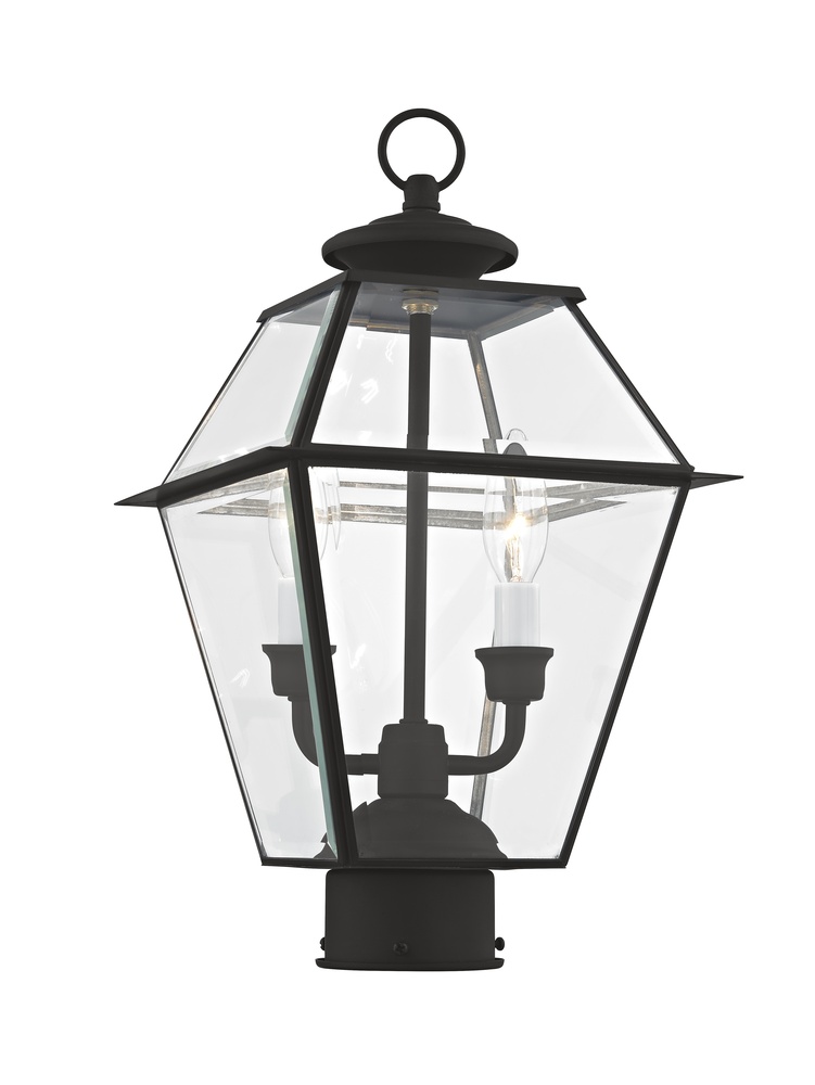 2 Light Black Outdoor Post Lantern