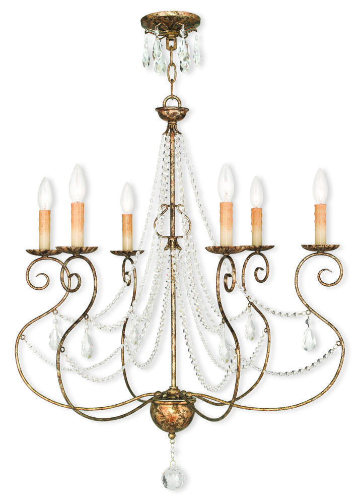 6 Light European Bronze Chandelier