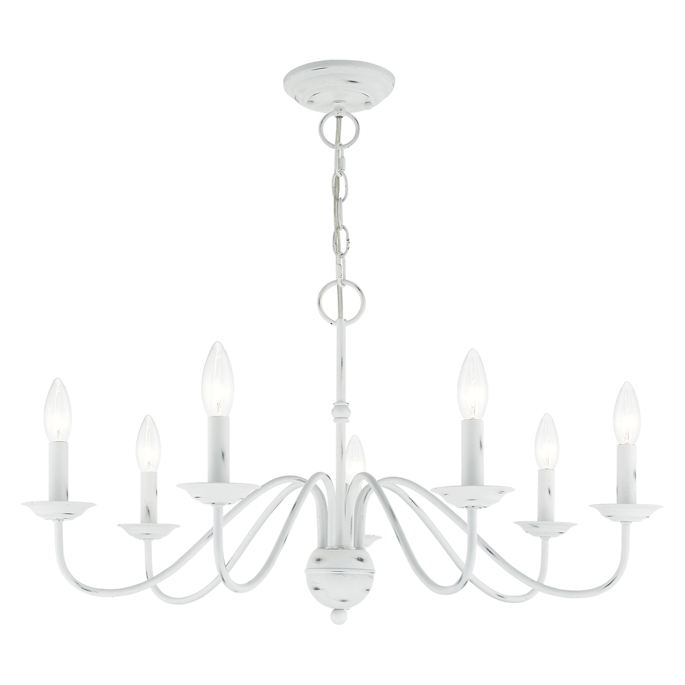 7 Lt Antique White Chandelier