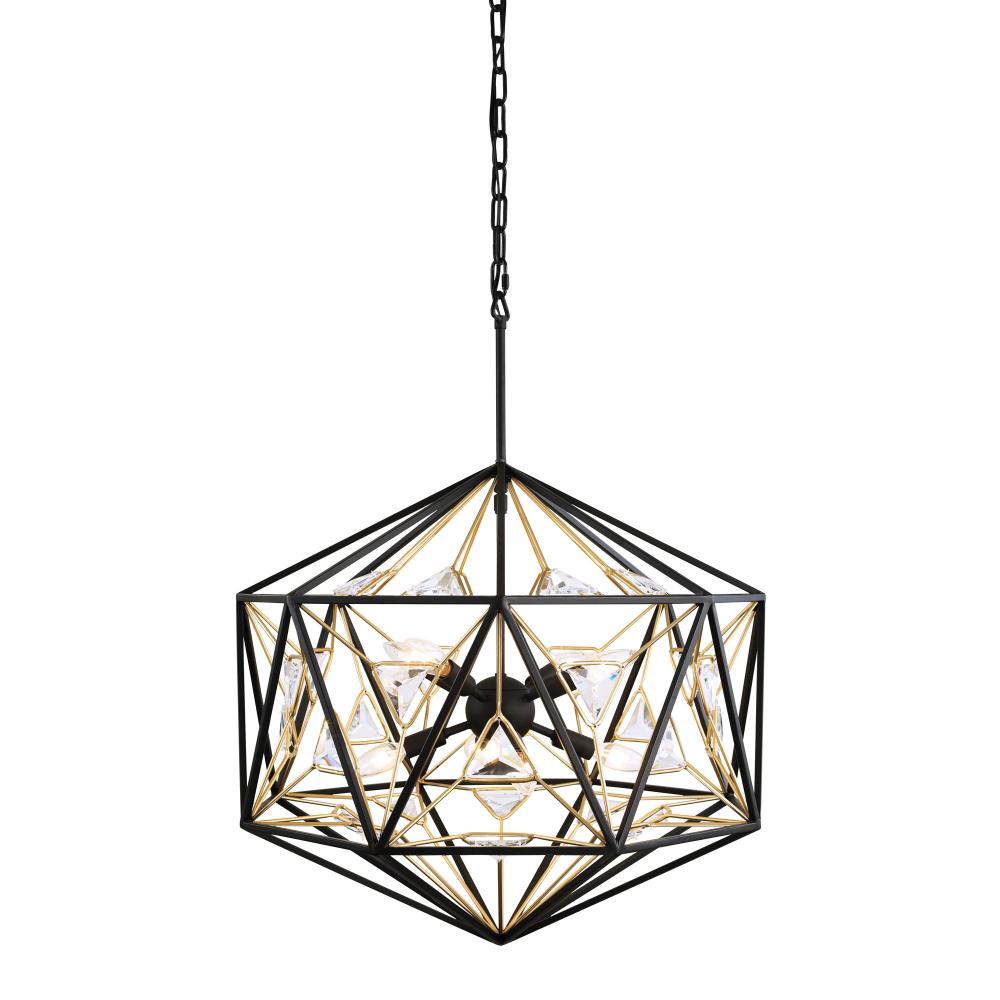 Marcia 8-Lt Orb Pendant - Matte Black/French Gold