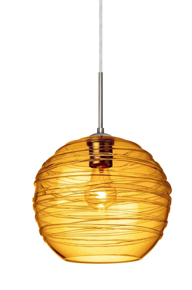 Besa Wave 10 Pendant Satin Nickel Amber 1x60W Medium Base