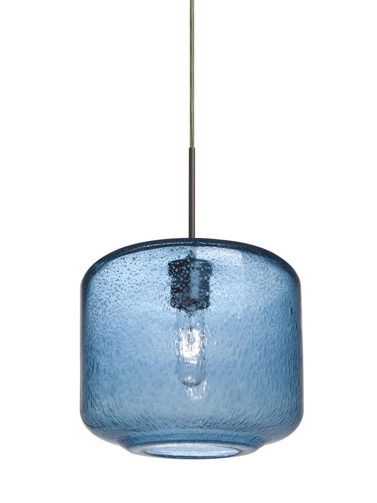 Besa Niles 10 Pendant, Blue Bubble, Bronze Finish, 1x60W Medium Base T10