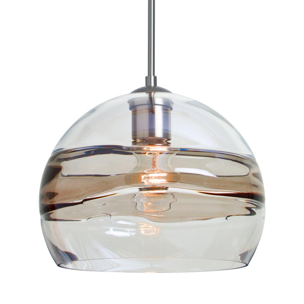 Besa Spirit 10 Pendant, Smoke/Clear, Satin Nickel Finish, 1x60W Medium Base, 15Ft. Co