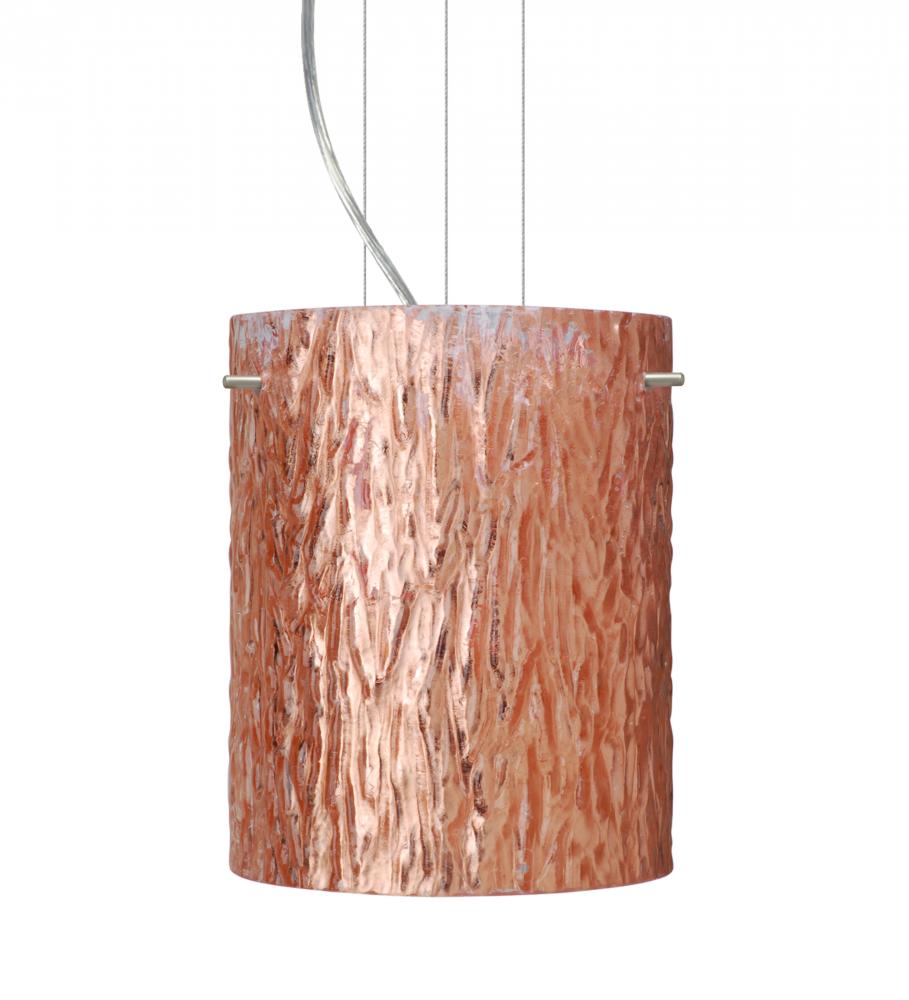 Besa Pendant Tamburo 8 Satin Nickel Stone Copper Foil 1x100W Medium Base