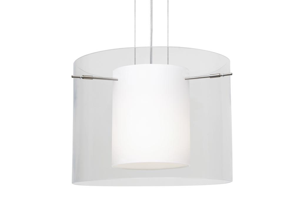 Besa Pendant Pahu 16 Satin Nickel Clear/Opal 1x150W Medium Base A21