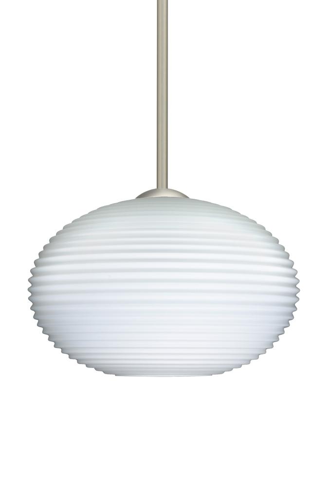 Besa Stem Pendant Pape 12 Satin Nickel Opal Ribbed 1x75W Medium Base