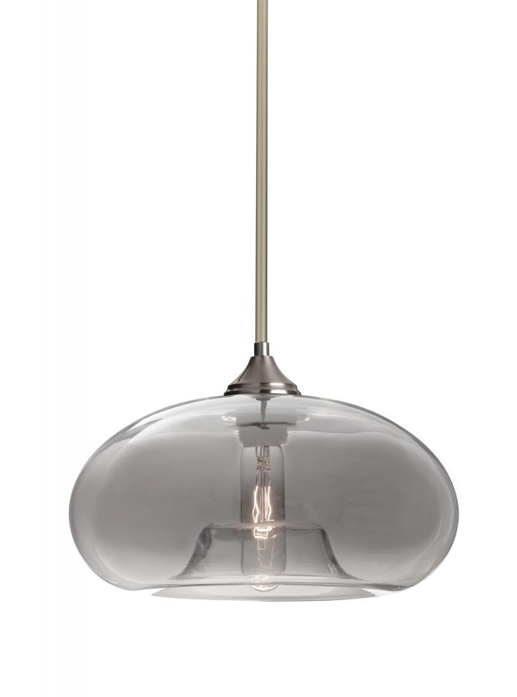 Besa Stem Pendant Bana Satin Nickel Smoke 1x60W Medium Base