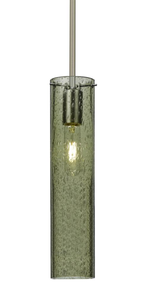 Besa, Juni 16 Stem Pendant, Moss Bubble, Satin Nickel, 1x60W Medium Base