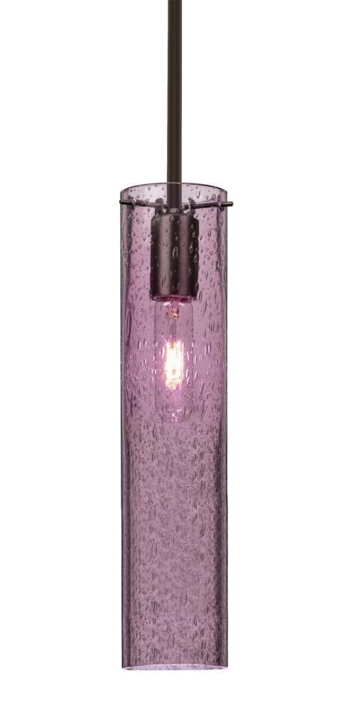 Besa, Juni 16 Stem Pendant, Plum Bubble, Bronze, 1x60W Medium Base