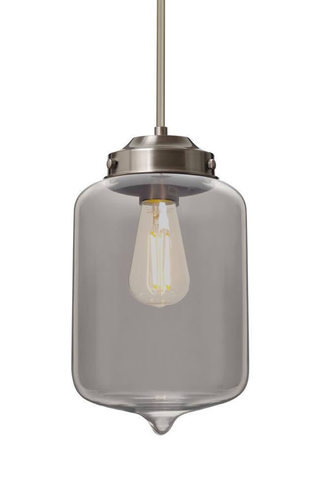 Besa Olin Stem Pendant Satin Nickel Smoke 1x4W LED Filament