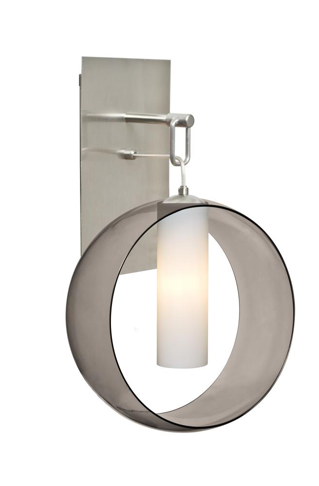 Besa, Plato Wall Pendant, Smoke/Opal, Satin Nickel Finish, 1x5W LED