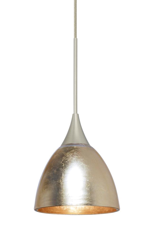 Besa Divi Pendant, Gold Foil, Satin Nickel, 1x50W Halogen