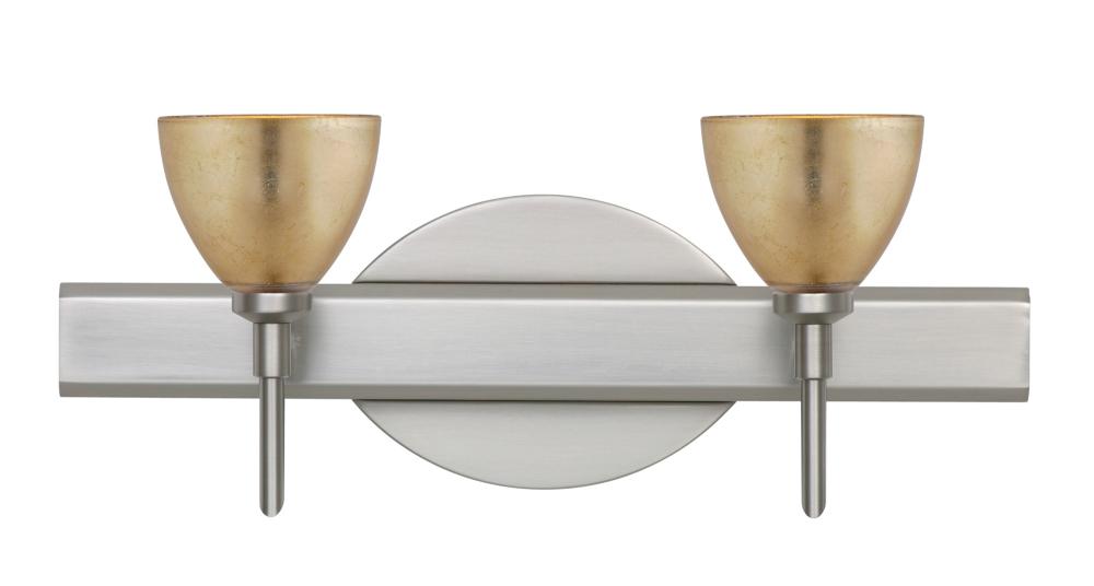 Besa Divi Wall 2SW Gold Foil Satin Nickel 2x5W LED