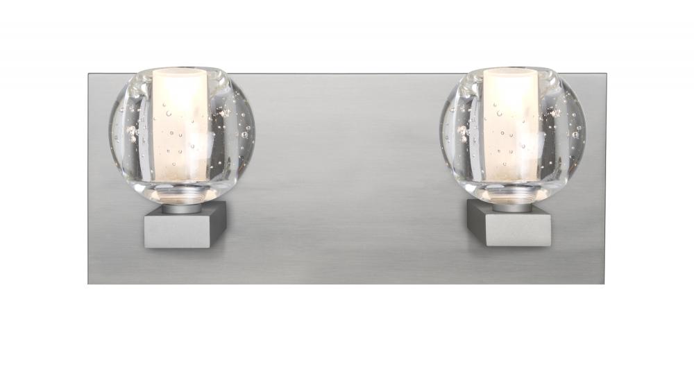 Besa, Boca Vanity, Clear Bubble, Satin Nickel Finish, 2x5W LED