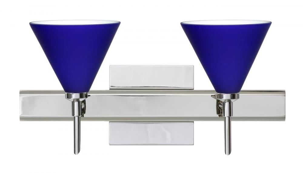 Besa Wall With Sq Canopy Kani Chrome Cobalt Blue Matte 2x40W G9