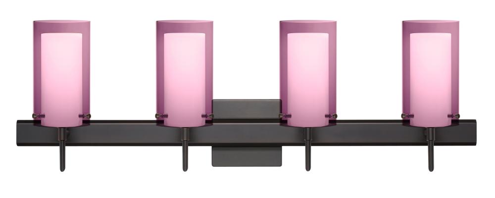 Besa Pahu 4 Wall With SQ Canopy 4SW Transparent Amethyst/Opal Bronze 4x40W G9