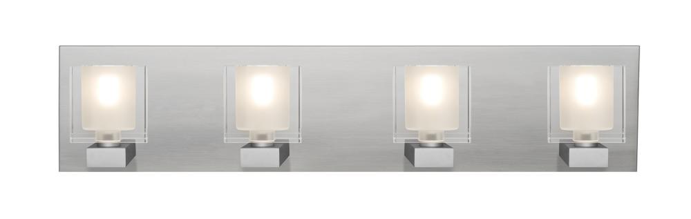 Besa, Bolo Vanity, Clear/Frost, Satin Nickel Finish, 4x40W Halogen