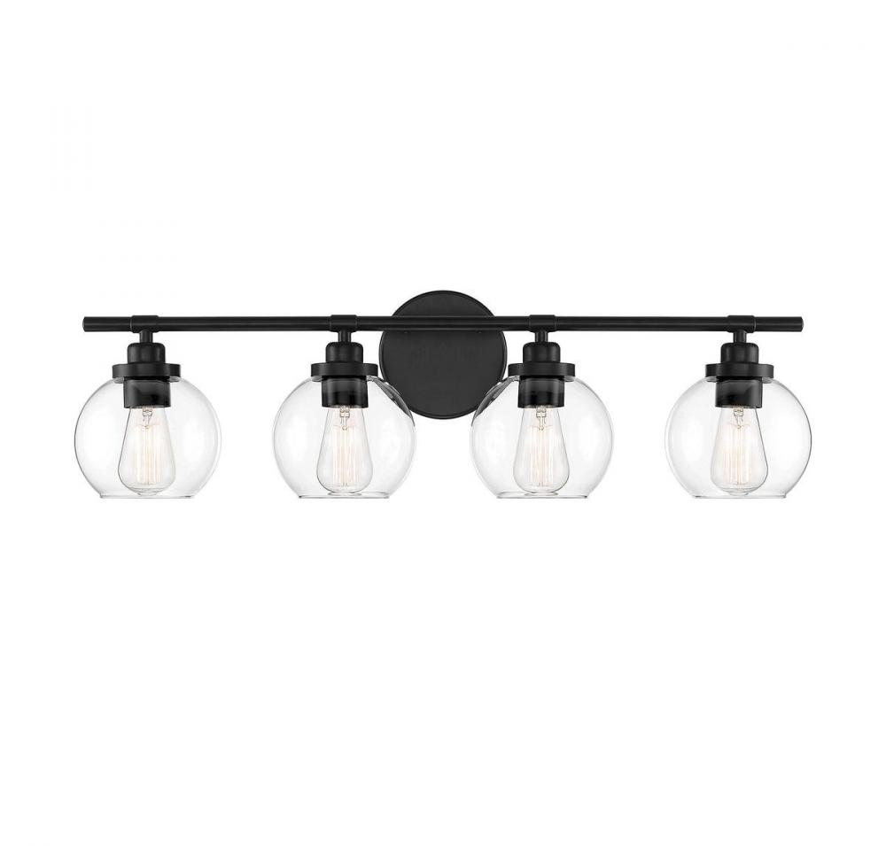 Carson 4-Light Bathroom Vanity Light in Matte Black