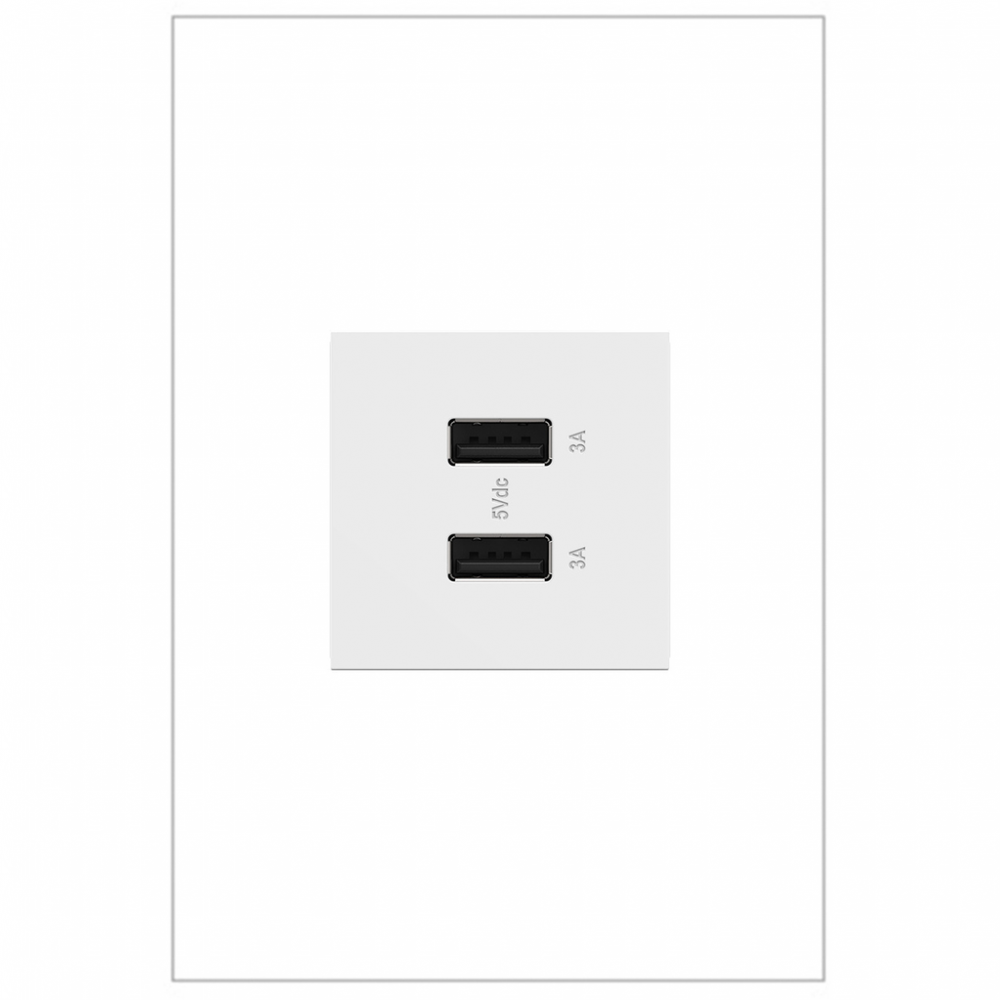 adorne® Ultra-Fast USB Type-A/A Outlet Module, White