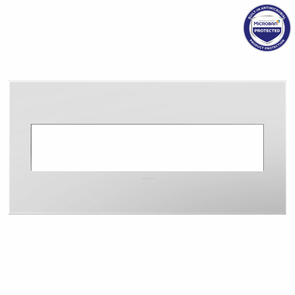 adorne® Matte White Five-Gang Screwless Wall Plate with Microban®