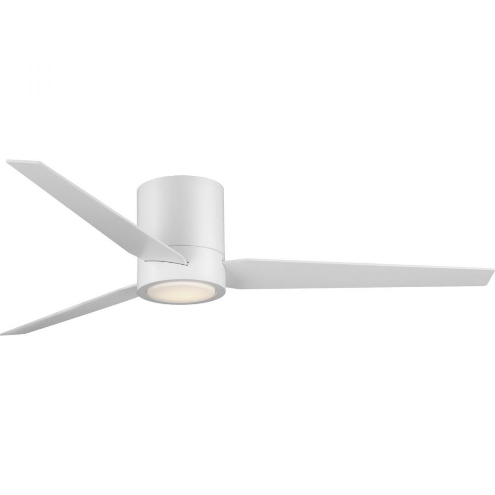 Braden 56" Integrated LED Indoor Satin White Mid-Century Modern Ceiling Fan with Light Kit and W