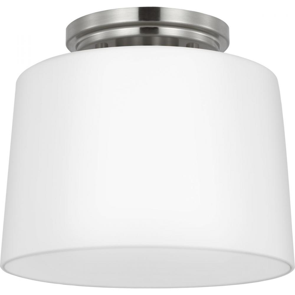 Adley Collection One-Light Brushed Nickel Etched Opal Glass New Traditional Flush Mount Light