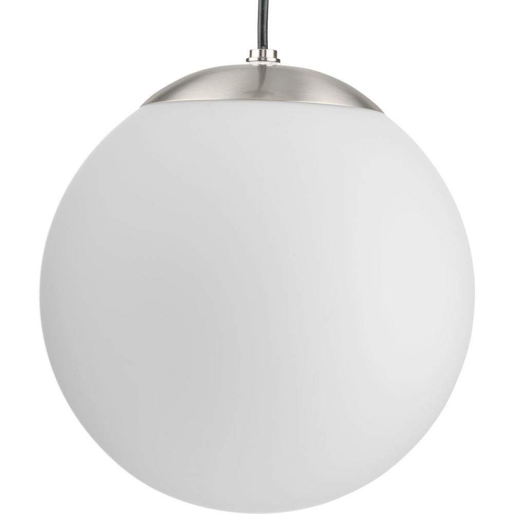 Atwell Collection Brushed Nickel and Opal Glass Globe Medium Hanging Pendant Light