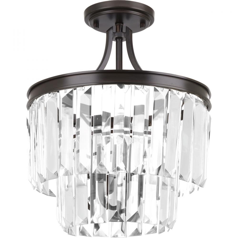 Glimmer Collection Three-Light 15-1/2" Semi-Flush Convertible