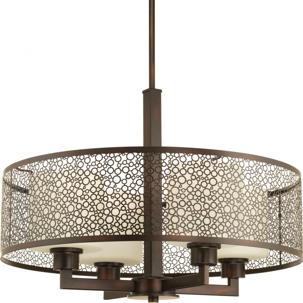 Mingle Collection Four-Light Antique Bronze Natural Parchment Glass Global Pendant Light