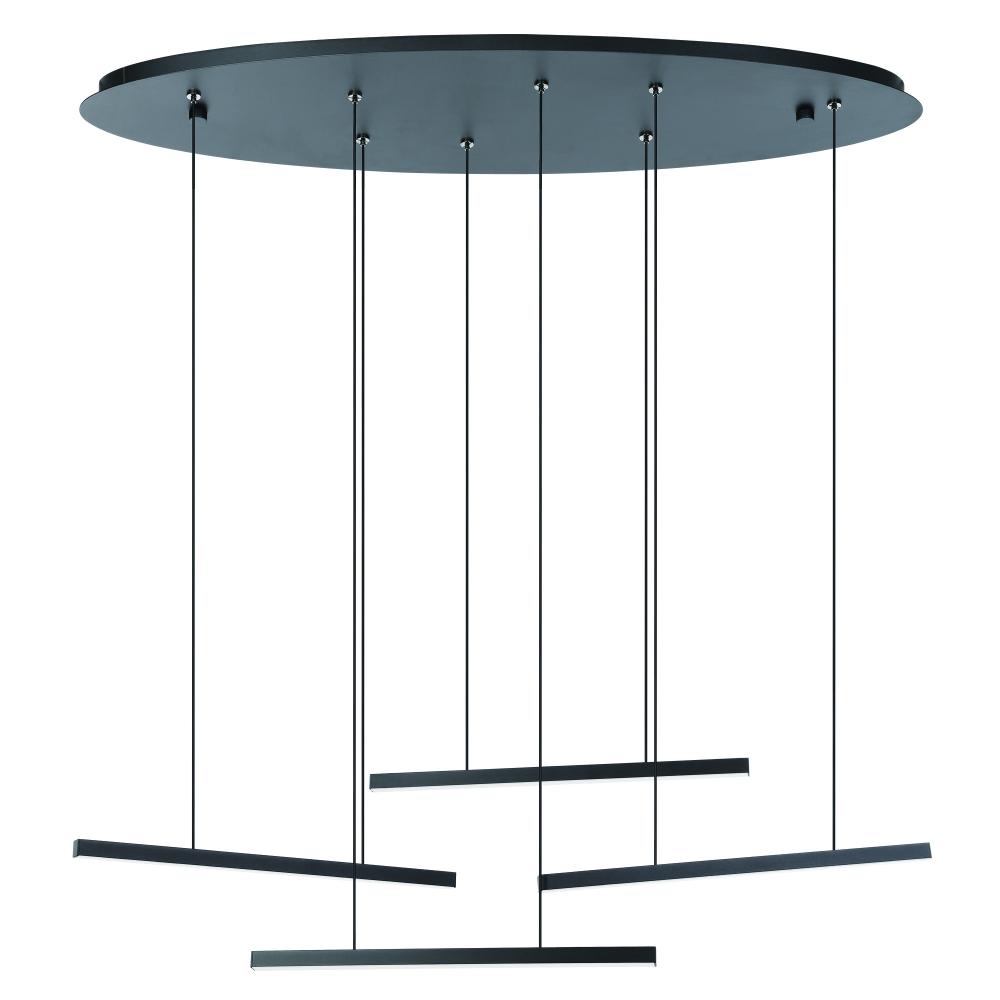 Integrated LED 4 Lt Pendant With a Matte Black Finish and Matte Black light bars