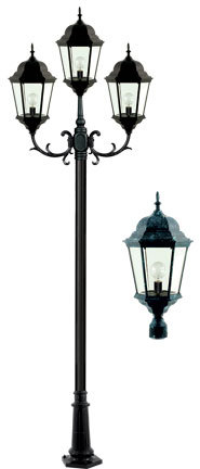 3 LIGHT POST TOP FIX W/ CLEAR GLASS LED 20W 85-265V