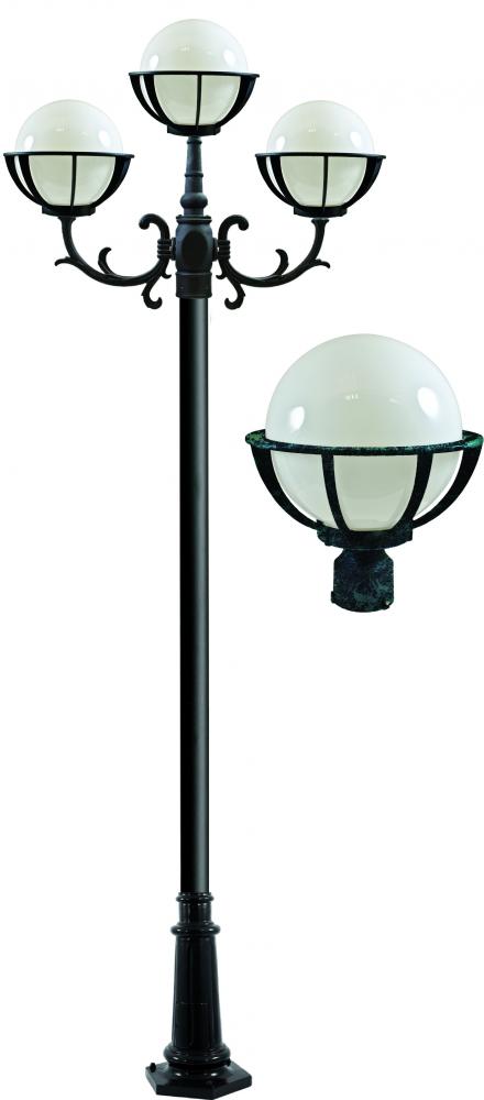 CAST ALUM 10" GLOBE POST LIGHT FIX 3 X 9W LED 85-265V