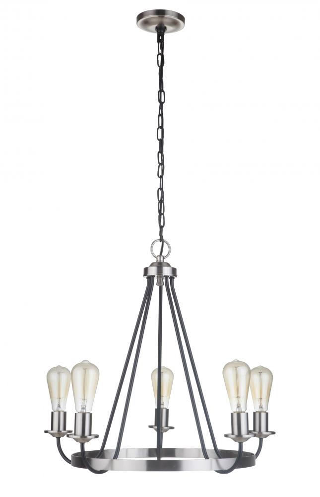 Randolph 5 Light Chandelier in Flat Black/Brushed Polished Nickel