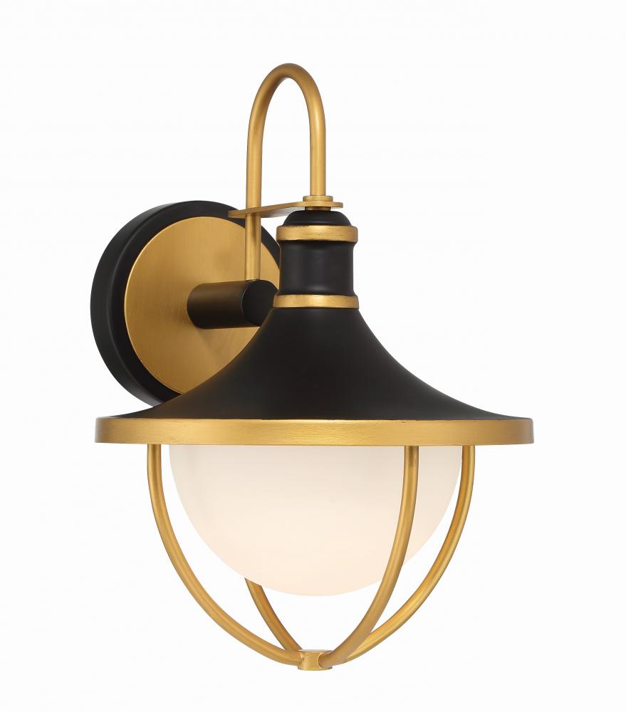 Atlas 1 Light Matte Black + Textured Gold Outdoor Sconce