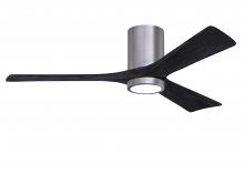  IR3HLK-BP-BK-52 - Irene-3HLK three-blade flush mount paddle fan in Brushed Pewter finish with 52” Matte Black tone