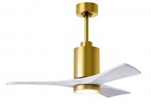  PA3-BRBR-MWH-42 - Patricia-3 three-blade ceiling fan in Brushed Brass finish with 42” solid matte white wood blade