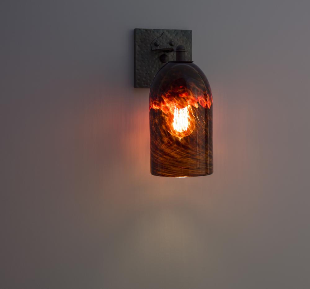 Rose - Sconce - Craftsman-Clear Dark Amber Glass