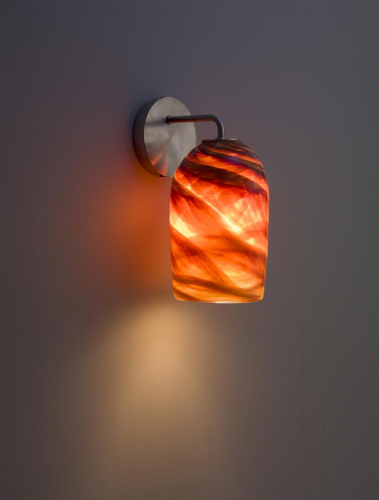 Rose - Sconce - Modern- SS-Amber Glass