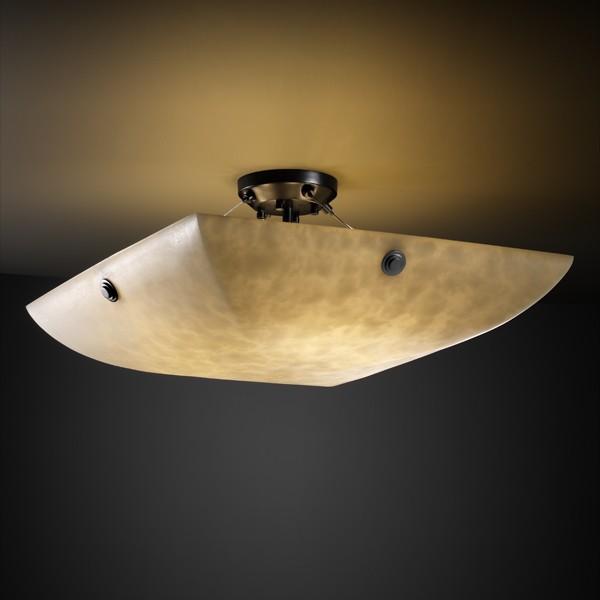 18" LED Semi-Flush Bowl w/ Pair Square w/ Points Finials