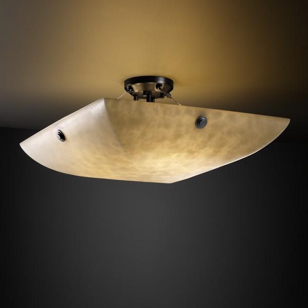 24" LED Semi-Flush Bowl w/ Pair Cylindrical Finials