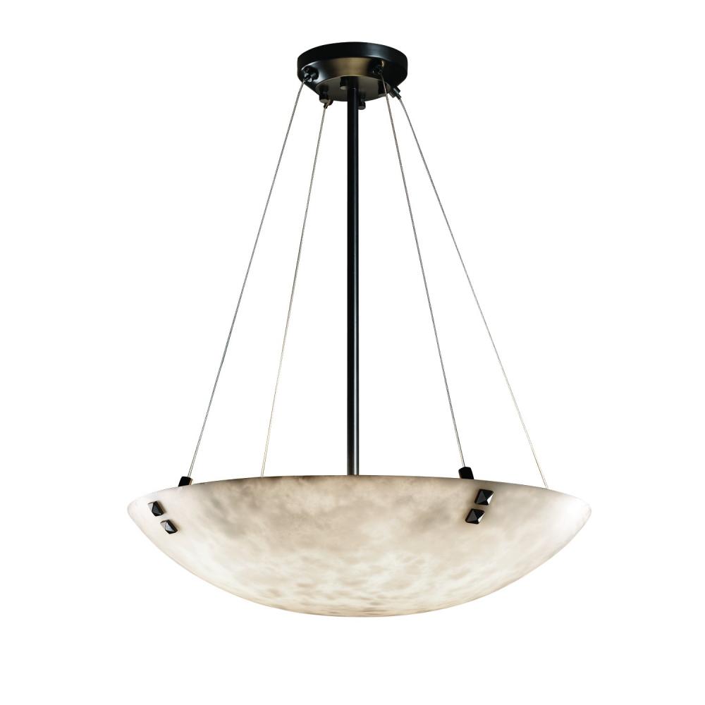 24" LED Pendant Bowl w/ Concentric Circles Finials