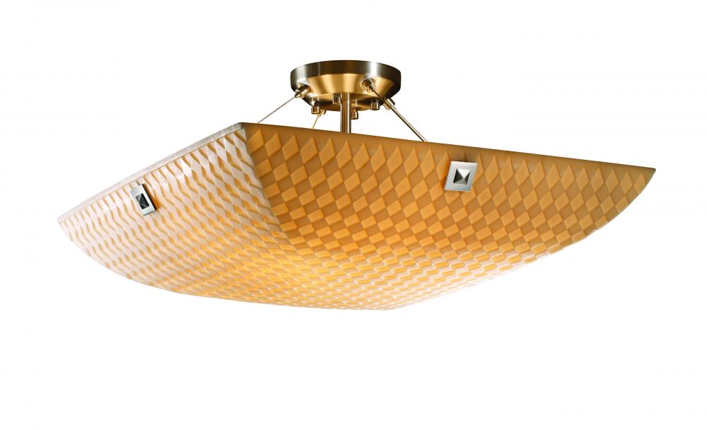 24" LED Semi-Flush Bowl w/ CONCENTRIC SQUARES FINIALS